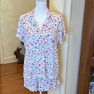 Ralph Lauren Floral 🌸 Print Pajama Set Button Top and Elastic Tie Shorts